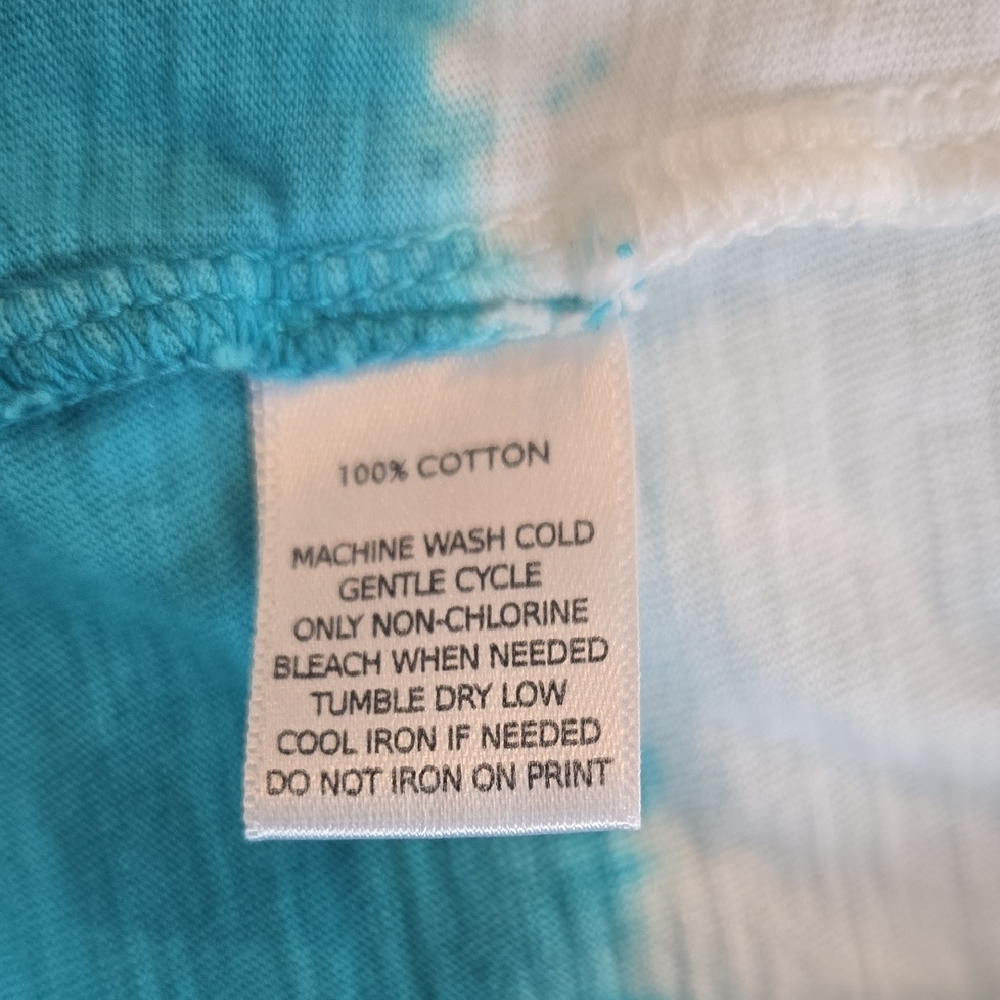 LOFT Teal and White Tie-Dye Short Sleeve Tee - Picture 8 of 8